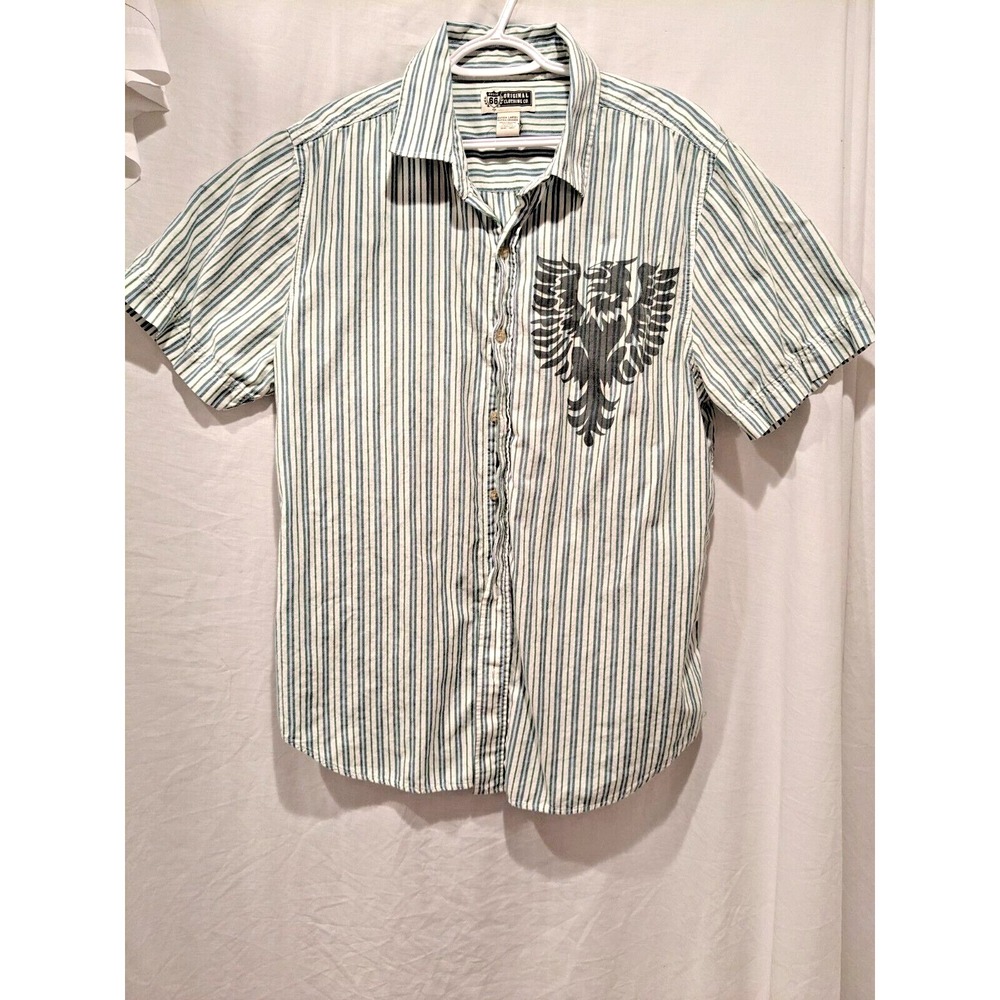 Route 66 Original Clothing Co Striped Mens Short Sleeve Large Eagle Shirt Sz: XL